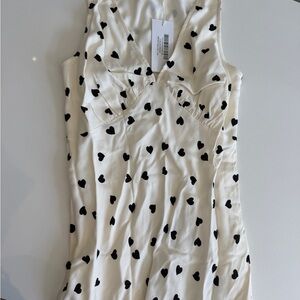 Reformation Cream Top with Black Heart Design